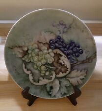 Antique Porcelain Plate with Red Purple & Green Grapes Decoration picture