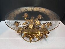 Vtg Hollywood Regency Glass Serving Plate Rose Gold Gilt  Made In Italy 1950s picture