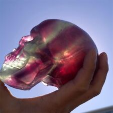 1760g Natural rainbow fluorite Skull Reiki Crystal Skull Carving Decor Holiday  picture