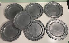 VTG Crown Castle Ltd Queen Anne Pewter Dinner Plates 9 3/4” (Set Of 7) Made USA picture