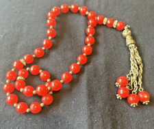 VINTAGE FACETED CARNELIAN AND SILVER PRAYER BEADS picture