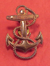 BRASS USN US Navy Fouled Ship Anchor Cap Badge Screw Back Pin OLD Insignia  picture