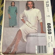 Vintage 1980s McCalls 8858 Mock Neck Dolman Sleeve Dress Sewing Pattern 10 UNCUT picture