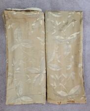 Antique Heavy Tapestry Curtain Textile Fabric Upholstery Lot of 2 Gold Leaf  picture