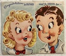 Adorable Unused Vintage Mechanical Congratulations On New Baby Greeting Card picture