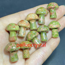 10pcs Natural Unakite mushroom Quartz Crystal mushroom Pendant Gem Reiki Healing picture