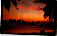 Miami Skyline Sunset postcard Cancel 1969 Hialeah, Florida picture