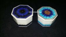 Pretty Look Marble White Set Of Two Jewelry Box Multi Stone Floral Art Room Deco picture