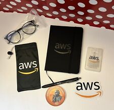 New AWS Amazon Notebook Journal Planner Glasses Stickers Pen Logo Employee Swag picture