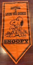 Snoopy Vintage Orange Felt Banner/Pennant Happiness Is Loving Your Enemies picture