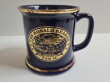 USS Ronald Reagan President Peace Through Strength Coffee Mug CVN76 Gold Trim picture