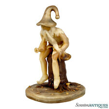 Vintage Woodland Mushroom Wizard Figural Candle Wax Carved Sculpture picture
