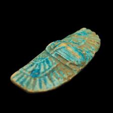 Rare Antique Faience Amulet of Winged Scarab Beetle Figurine of Ancient Egypt picture