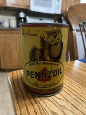 Vintage PENNZOIL MOTOR OIL Owls Quart Can - empty picture