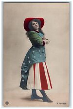 c1910's Pretty Woman Miss Liberty Big Hat Unposted Antique RPPC Photo Postcard picture