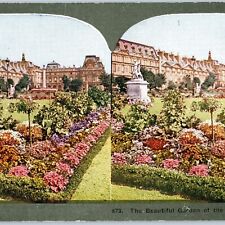c1900s Paris, France Tuileries Garden Louvre Stereoview Old Royal Residence V36 picture