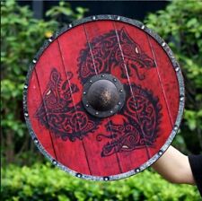 Viking Shield Decorative Shield Wooden Eivor Valhalla Raven Shield  Retro Decor picture