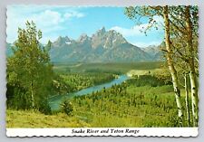 Snake River And Teton Range Wyoming Vintage Unposted Postcard picture