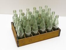 24pc LOT of VINTAGE GREEN COCA COLA BOTTLES IN MINI WOODEN CRATE 3 1/8