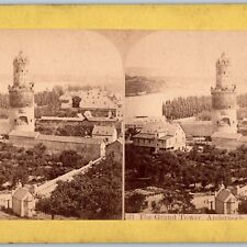 c1870s Andernach, Germany Rhine River Grand Tower Real Photo Stereoview V40 picture