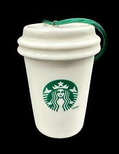Starbucks 2011 Ceramic Christmas Ornament Paper Coffee Cup Tumbler White picture