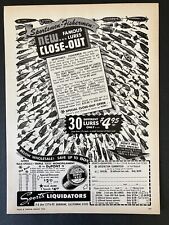 1968 Sports Liquidators Famous Lures Close-Out Sale B&W Vintage Print Ad picture