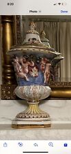 Italian Capodimonte Hand Painted Porcelain Vase, Signed And Numbered. Set Of 3 picture