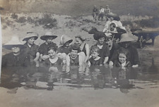 Vintage 1911 Girls Women Swimming Hole Bonnets Caps Hats Moms Boys Waverly Ohio picture