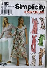 Simplicity 5193 Design Your Own Misses Dress Tops Pants Sewing Pattern Sz 14-20 picture