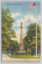Soldiers Monument Sunbury Pa Linen Postcard No 3703 picture