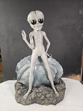 ALIEN MARTIAN STATUE ROSWELL UFO CRASH | PEACE SIGN WAVE INDOOR OR OUTDOOR picture