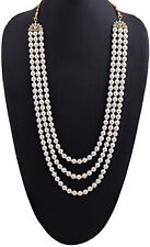 Indian traditional Metal Pearl Three line Moti Mala Haar for Dulha white color picture