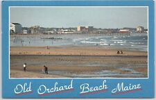 Postcard ME Old Orchard Beach People Summer Walking Waves Aerial View Maine    picture