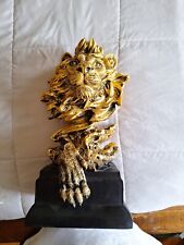 Resin Abstract Lion Head Sculpture.  Gold Lion  picture