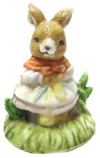 Vintage Delton Products Bunny Rabbit Figurine Sitting on Chair in Grass 2 3/4