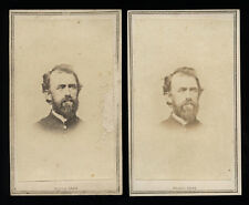 2 CDVs New York Civil War Soldier MEADE BROS Blind Stamp 1860s Photo picture