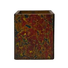 Handmade Red Multi-Layer Lacquer Abstract Pattern Wood Holder Box ws2025 picture