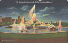 Postcard Grand Park Chicago Buckingham Fountain Free Soldier Mail Posted 1945 picture