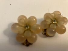 VINTAGE ESTATE coro rhinestone flower cluster clip on   earrings picture
