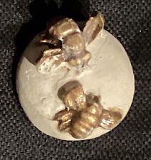 ANTIQUE PLASTER BUTTON WITH HONEYBEES INSECTS picture