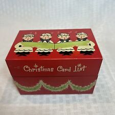 Vintage Stylecraft Tin Metal Christmas Card List Recipe Box Carolers MCM 810 picture