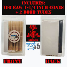 Raw Classic Cones 1-1/4 inch - 100 Pack + 2 doob tubes - Authentic Raw Cones - picture