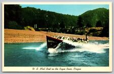 US Mail Boat Rogue River Oregon Riverfront Forest Shore OR Vintage UNP Postcard picture