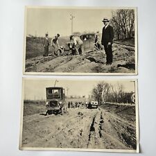 Vintage B&W Photograph Model T Men Truck Stuck In Mud Unpaved Dirt Road Odd picture