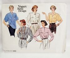 Vogue Pattern 1813 Misses Shirts Long Short Sleeve Pockets Buttons 14-18 picture