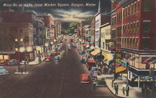  Postcard Main St at Night from Market Square Bangor ME  picture
