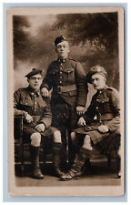Real Photo Postcard Scottish Men Kilts Uniform Military RPPC  picture