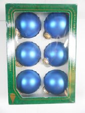 Vintage Christmas By Krebs Blue 6 Glass Ball Ornaments with Crowns picture