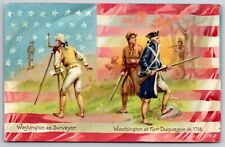 Patriotic~George Washington~Surveyor~Fort Duquesne French Indian War~Flag~TUCK picture