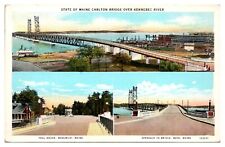 Antique State of Maine Carlton Bridge over Kennebec River, Bath, ME Postcard picture